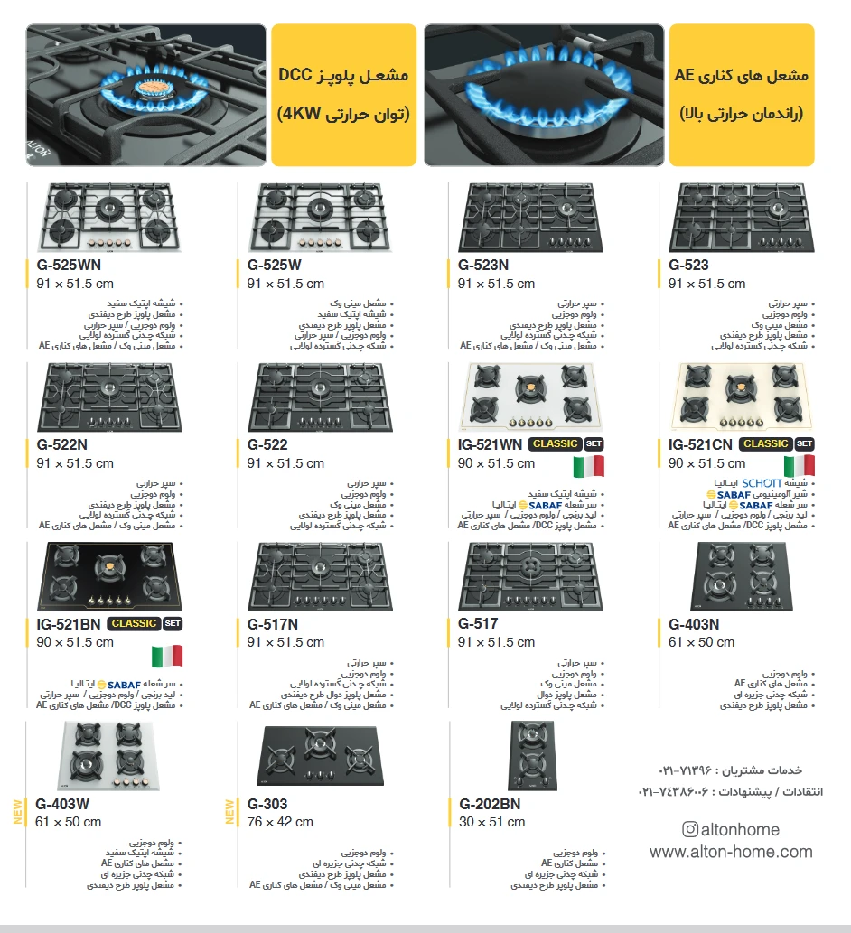 کاتالوگ گاز صفحه ای آلتون
